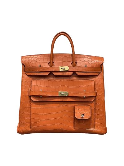 Hermes Birkin HAC 50 Orange Matte Niloticus Crocodile Leather Bag 50CM 524750
