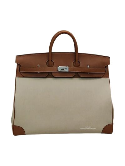Hermes Birkin HAC 50CM Vintage Travel Bag Toile and Brown Leather 524333