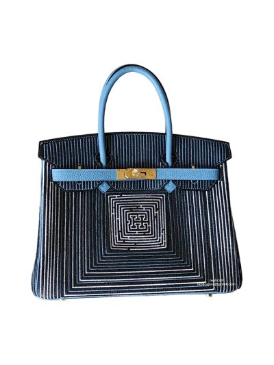 Hermes Birkin Hermes VIP Birkin 30 Tote Bag with Large Circular Maze Blue 522724