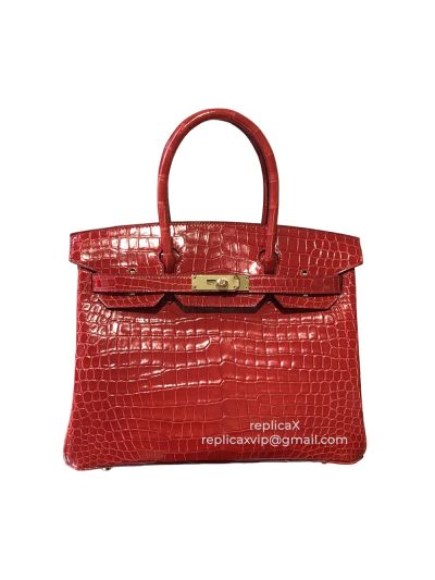 Hermes Birkin Original Crocodile Leather Stitched Tote Bag 25CM 521518