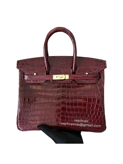 Hermes Birkin Original Crocodile Leather Stitched Tote Bag 25CM 521528