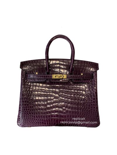Hermes Birkin Original Crocodile Leather Stitched Tote Bag 25CM 521525