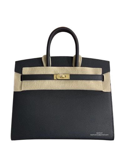 Hermes Birkin Sellier 25CM Epsom Leather Bag Black 524219