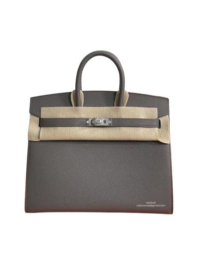 Hermes Birkin Sellier 25CM Epsom Leather Bag Gray 524222