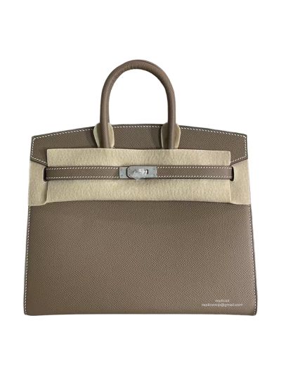 Hermes Birkin Sellier 25CM Epsom Leather Bag Gray 524223