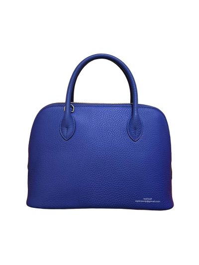 Hermes Bolide 25 Leather Shoulder Tote Crossbody Bag Blue 525019