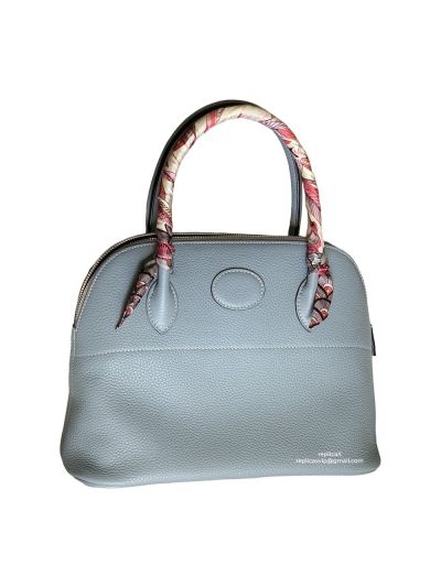 Hermes Bolide Bag Hermes VIP Bolide 2Way Bowling Tote Bag Light Blue Clemence Leather 27CM 31CM 522735