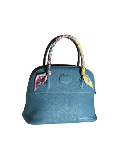 Hermes Bolide Bag Hermes VIP Bolide 2Way Bowling Tote Bag Light Blue Clemence Leather 27CM 31CM 522740