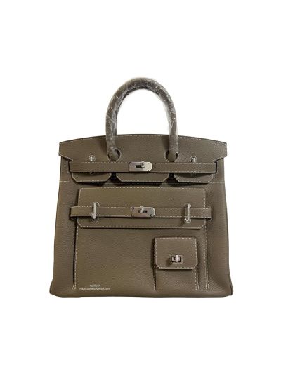 Hermes Caban Togo Leather Multi Pockets Birkin 40 HAC Tote Bag Gray 40CM 524910