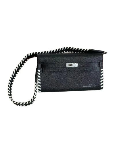 Hermes Classic Leather Kelly To Go Wallet Black 524752