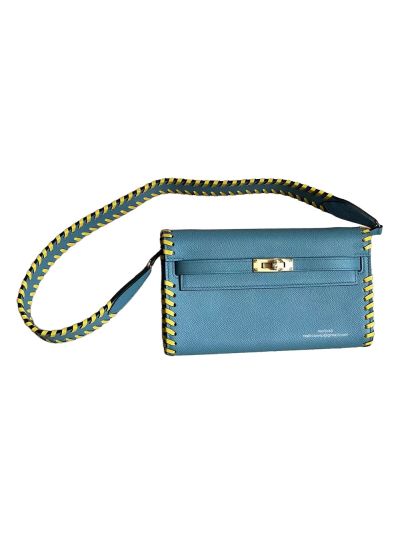 Hermes Classic Leather Kelly To Go Wallet Blue 524753