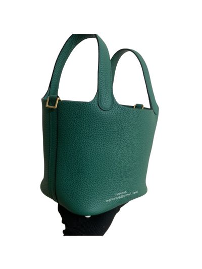 Hermes Clemence Picotin Lock 18 Green Bag Gold Hardware 18CM 522300