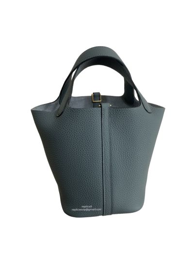 Hermes Clemence Picotin Lock 18 Sky Blue Bag Gold Hardware 18CM 522305