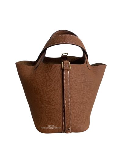Hermes Clemence Picotin Lock 18 Tan Bag Gold Hardware 18CM 522301