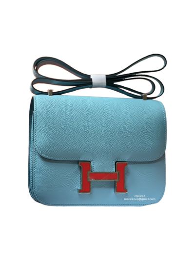 Hermes Constance 18 Light Blue Epsom Leather Crossbody Bag 522656