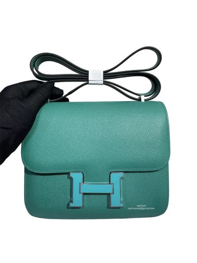 Hermes Constance 18 Mini Flap Shoulder Crossbody Bag Green Epsom Calfskin Leather 18CM 525050