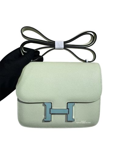 Hermes Constance 18 Mini Flap Shoulder Crossbody Bag Off White Epsom Calfskin Leather 18CM 525042