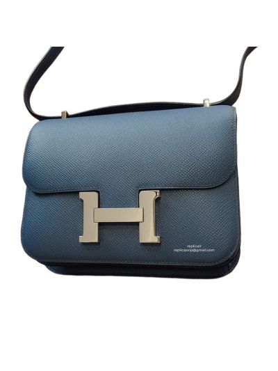 Hermes Constance 19 Epsom Leather Bag Blue 19CM 524423