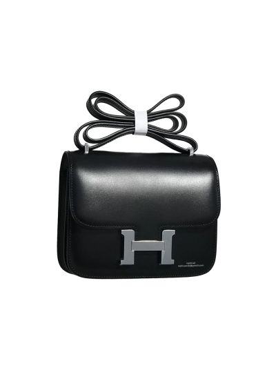 Hermes Constance 19 So Black Shiny Box Calf Leather Messenger Bag 525030
