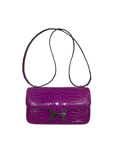 Hermes Constance 26 Purple Crocodile Bag 26CM 524384