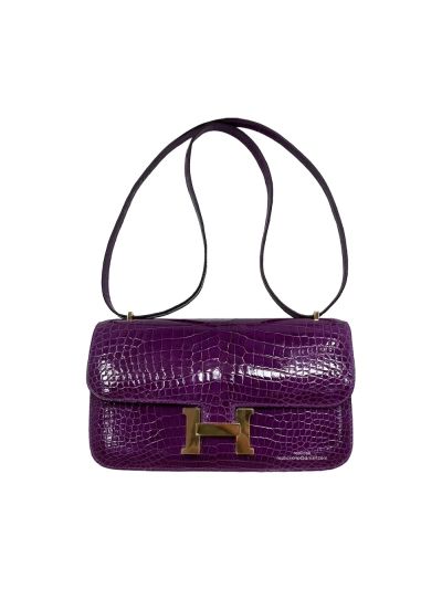 Hermes Constance 26 Purple Crocodile Bag 26CM 524385