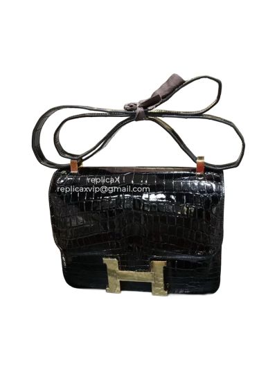 Hermes Constance Alligator Crocodile Leather Messenger Bag 18CM 521539