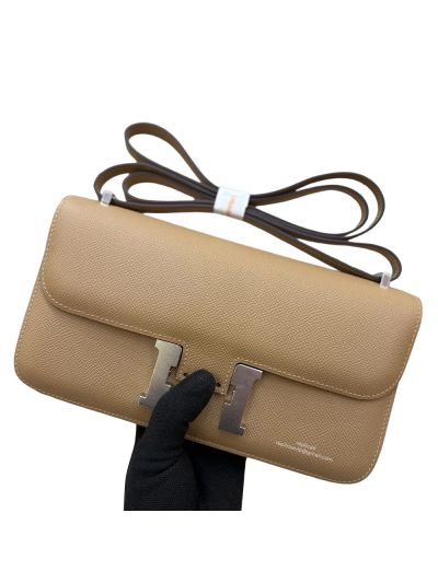 Hermes Constance Elan Beige Leather Flap Shoulder Bag 525114