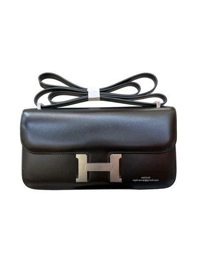 Hermes Constance Elan Black Leather Flap Shoulder Bag 525095