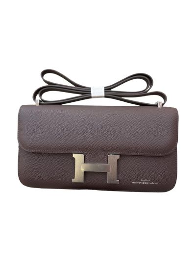 Hermes Constance Elan Burgundy Leather Flap Shoulder Bag 525094