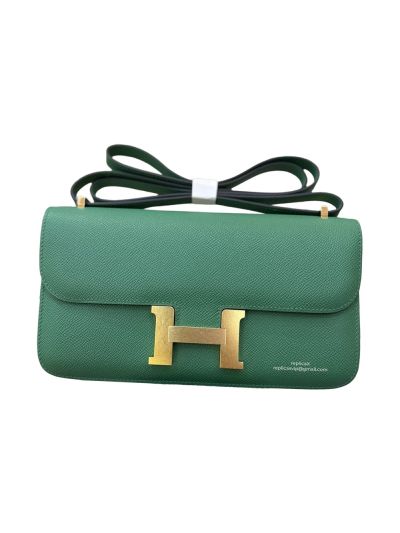 Hermes Constance Elan Green Leather Flap Shoulder Bag 525111