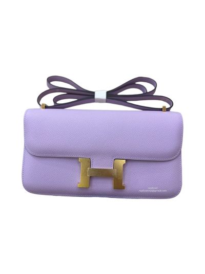 Hermes Constance Elan Light Purple Leather Flap Shoulder Bag 525106