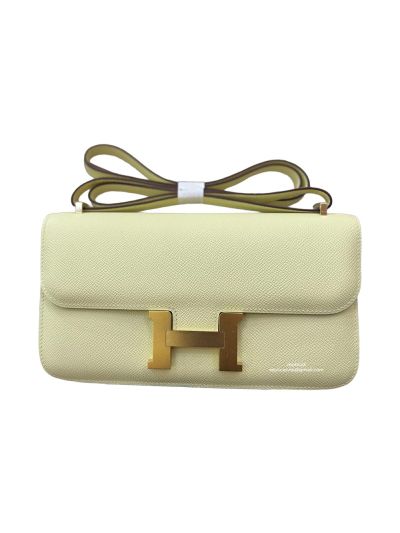 Hermes Constance Elan Light Yellow Leather Flap Shoulder Bag 525104