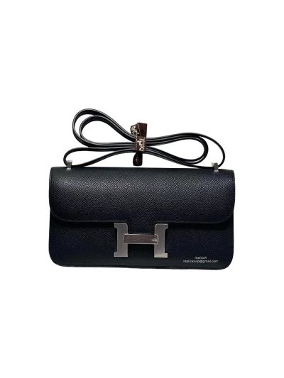 Hermes Constance Elan Miroir Black Epsom Leather Shoulder Bag 24x12x4CM 524542