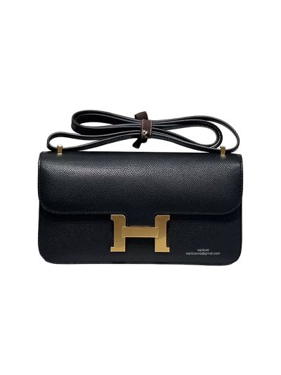 Hermes Constance Elan Miroir Black Epsom Leather Shoulder Bag 24x12x4CM 524545