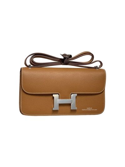 Hermes Constance Elan Miroir Brown Epsom Leather Shoulder Bag 24x12x4CM 524547