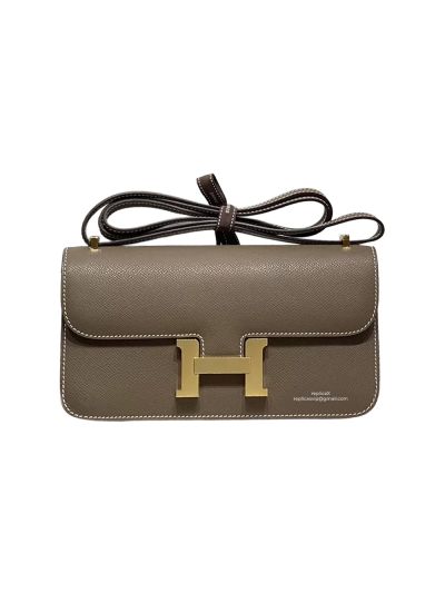 Hermes Constance Elan Miroir Gray Epsom Leather Shoulder Bag 24x12x4CM 524544