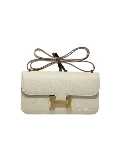 Hermes Constance Elan Miroir White Epsom Leather Shoulder Bag 24x12x4CM 524546
