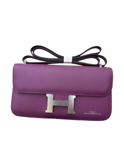Hermes Constance Elan Purple Leather Flap Shoulder Bag 525102