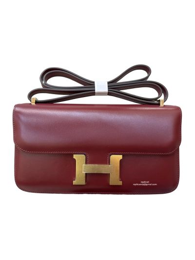 Hermes Constance Elan Red Leather Flap Shoulder Bag- 525089