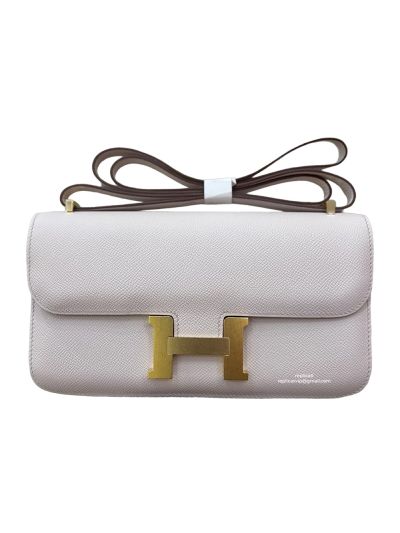 Hermes Constance Elan White Leather Flap Shoulder Bag 525098