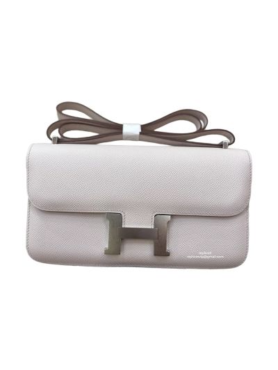 Hermes Constance Elan White Leather Flap Shoulder Bag 525099