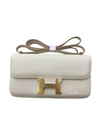 Hermes Constance Elan White Leather Flap Shoulder Bag 525100