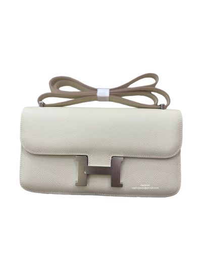 Hermes Constance Elan White Leather Flap Shoulder Bag 525101