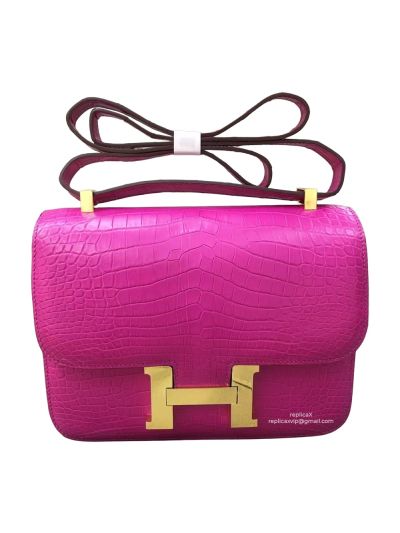 Hermes Constance Hermes Vip Constance 24 Shoulder Bag Fuchsia Pink Crocodile Alligator 522687