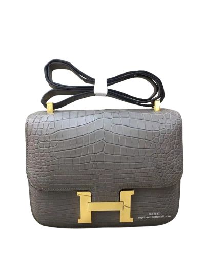 Hermes Constance Hermes Vip Constance 24 Shoulder Bag Gray Crocodile Alligator 522686