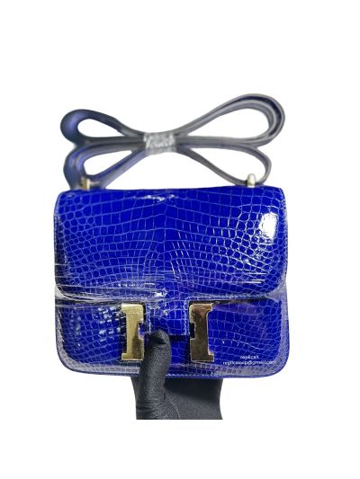 Hermes Constance Hermes Vip Mini Constance Messenger Crossbody Bag Blue Crocodile Leather 522644
