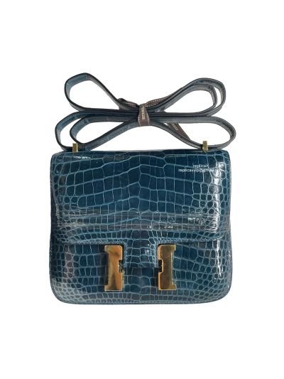 Hermes Constance Hermes Vip Mini Constance Messenger Crossbody Bag Navy Blue Crocodile Leather 522641