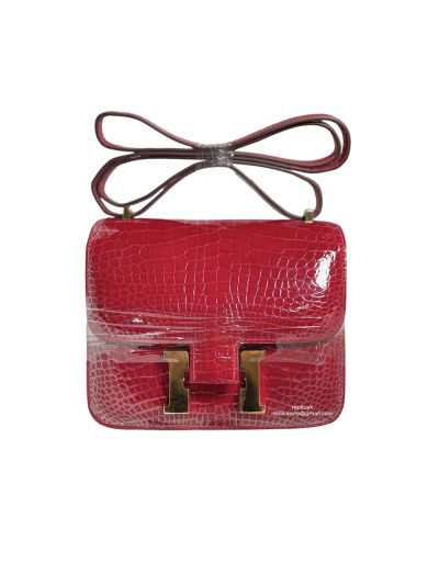 Hermes Constance Hermes Vip Mini Constance Messenger Crossbody Bag Red Crocodile Leather 522645