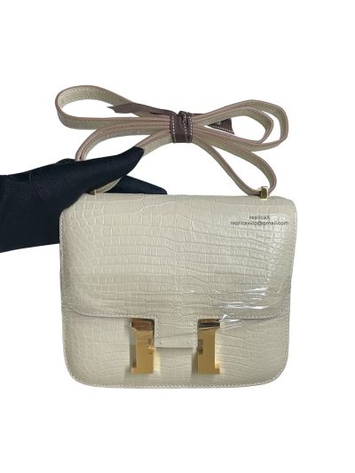 Hermes Constance Hermes Vip Mini Constance Messenger Crossbody Bag White Crocodile Leather 522640