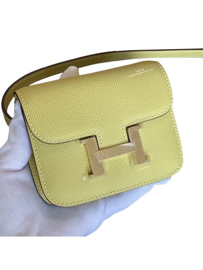 Hermes Constance Slim Wallet Waist Belt Bag Yellow Epsom Leather 12x10x3CM 524305
